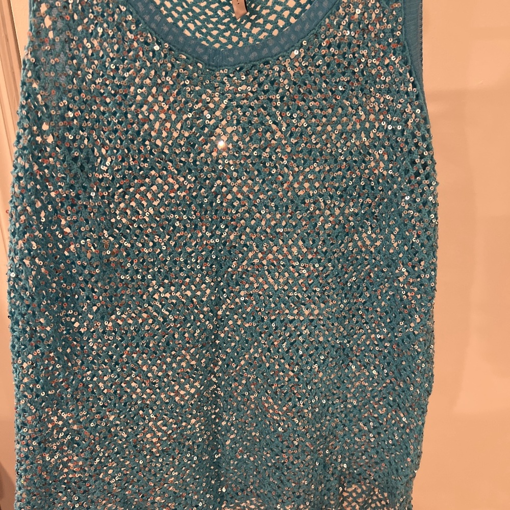 Blue tank top with sequins